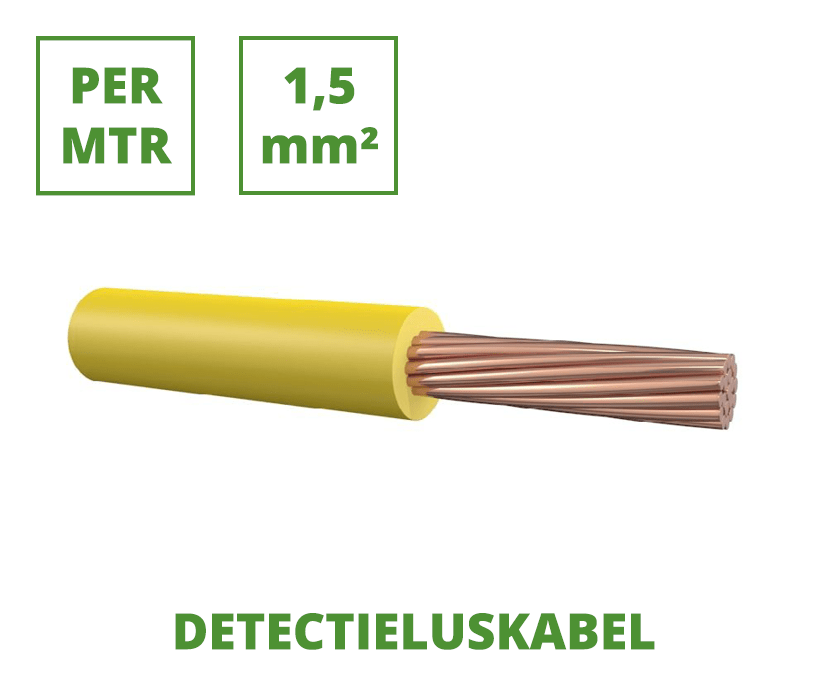 Detectieluskabel geel (per mtr.) met soepele kern 1,5 mm²