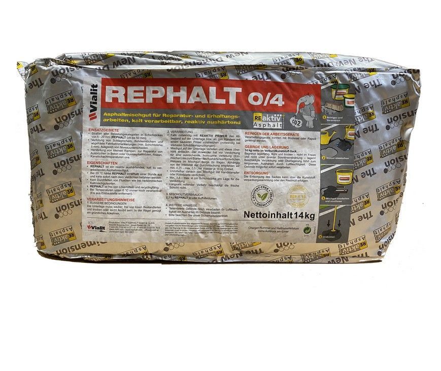 REPHALT 0/4 STEENSLAG Reactief koud asfalt Biobased, zak 14 kg