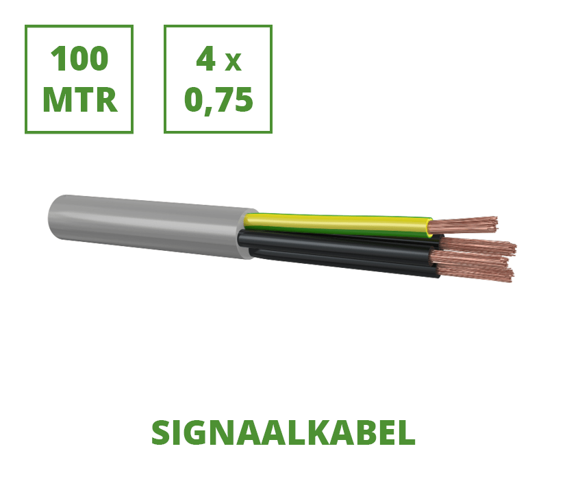 Signaalkabel 100 mtr. met flexibele kern 4x0,75 mm²