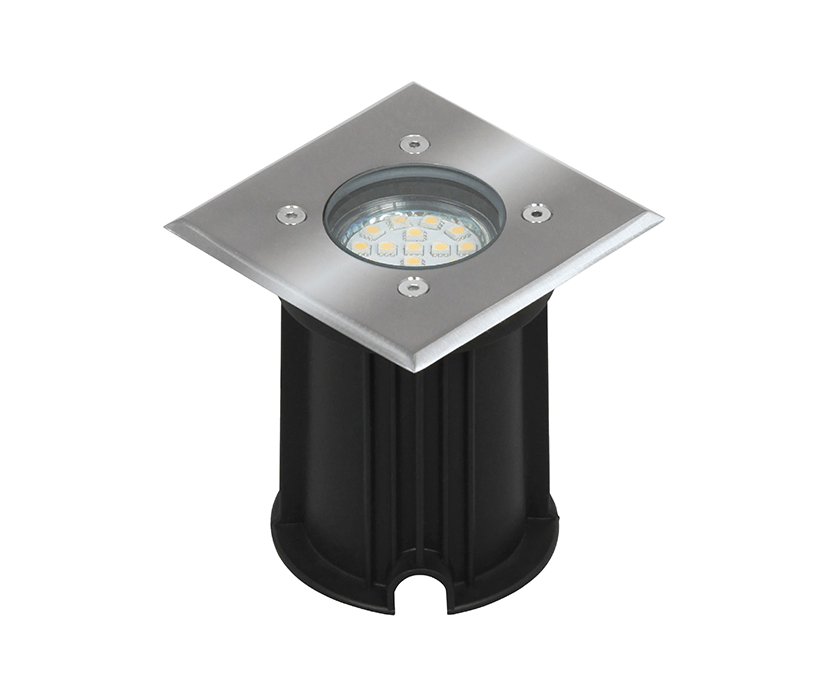 LED grondspot 3W geborsteld RVS vierkant
