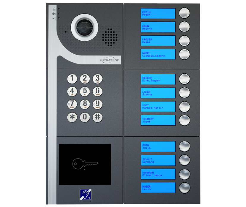 DINA GSM video-intercom opbouw, 12 beldrukkers, codepaneel, incl. 4G-IP module DINA GSM video-intercom opbouw, 12 beldrukkers, codepaneel, incl. 4G-IP module