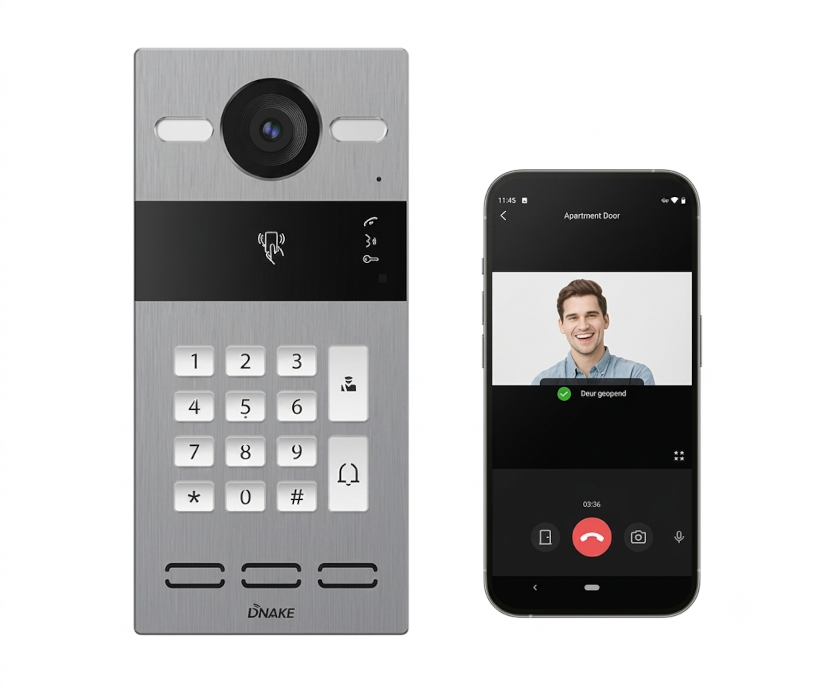 Video intercom IP DNAKE S213KS grijs, 1 drukknop, codepaneel en app Video intercom IP DNAKE S213KS grijs, 1 drukknop, codepaneel en app