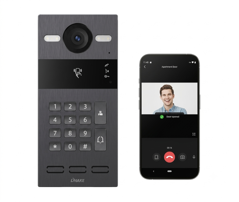 Video intercom IP DNAKE S213KSB zwart, 1 drukknop, codepaneel Video intercom IP DNAKE S213KSB zwart, 1 drukknop, codepaneel