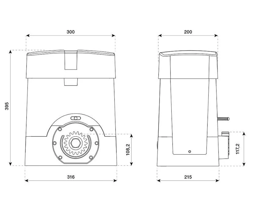 Technische tekening Schuifpoortmotor BULL1224.S TURBO 
