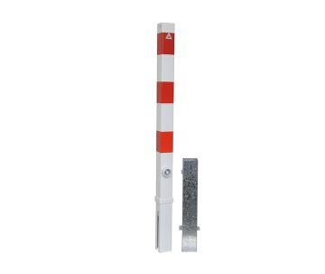 Parkeerpaal vierkant 70 mm, uitneembaar, met driehoekslot