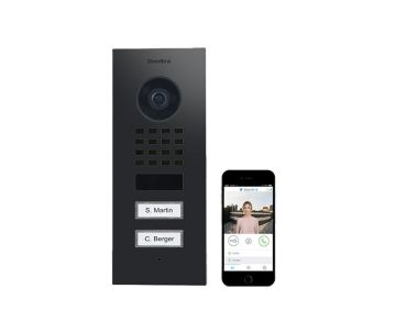 DoorBird IP videofoonset D1102V inbouw RVS GRAFIET ZWART, 2 drukknoppen