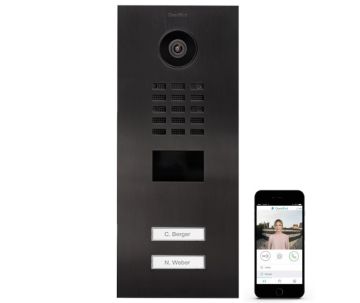 DoorBird IP videofoonset D2202V RVS TITANIUM-FINISH, 2 drukknoppen