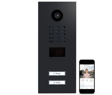 DoorBird IP videofoonset D2102V RVS GRAFIET ZWART, 2 drukknoppen