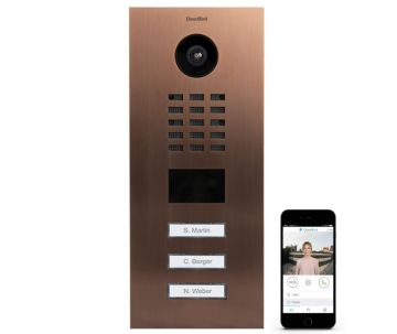 DoorBird IP videofoonset D2103V RVS BRONS-FINISH, 3 drukknoppen