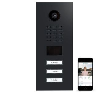 DoorBird IP videofoonset D2103V RVS GRAFIET ZWART, 3 drukknoppen
