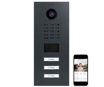DoorBird IP videofoonset D2103V RVS RAL7016, 3 drukknoppen