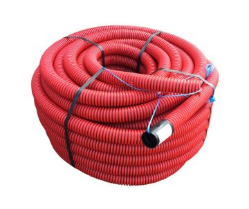 Flexibele buis 75 mm met trekdraad en koppelstuk / 50 mtr.