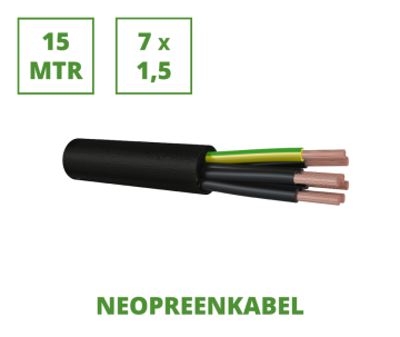 Neopreen 15 mtr. flexibele aansluitkabel 7x1,5 mm²
