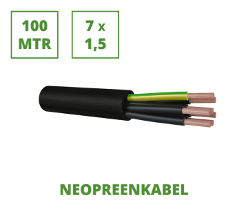 Neopreen 100 mtr. flexibele aansluitkabel 7x1,5 mm²