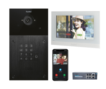 Video intercomset IP Fasttel, 1 knop, codepaneel met binnenpost