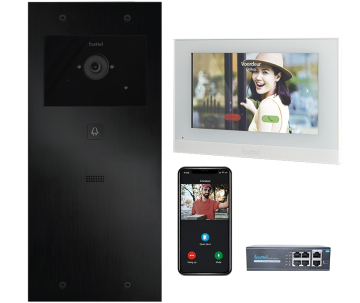 Video intercomset IP Large Fasttel, 1 knop met binnenpost