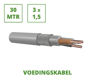 Voedingskabel 30 mtr. 1 kV gewapend 3x1,5 mm²