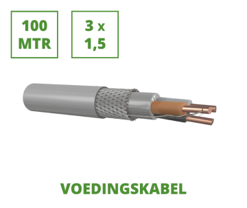 Voedingskabel 100 mtr. 1 kV gewapend 3x1,5 mm²